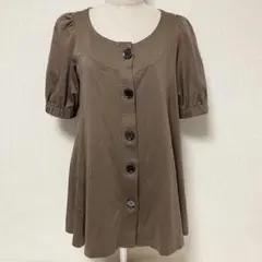 BURBERRY パフスリーブ フレア チュニック ブラウス ロゴ 刺繍 38