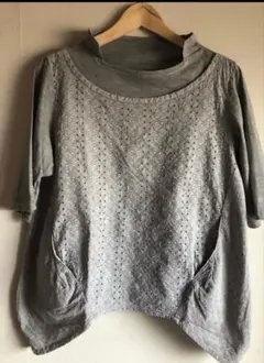 センソユニコ慈雨/異素材（２種類のレースとカットソー）の組み合わせTシャツのサムネイル