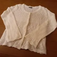 C.D.S. レース編みホワイトカーディガン Mサイズ　サマーニット