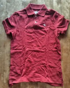 アバクロンビー&フィッチ ヘンリーネックポロシャツ 赤 刺繍ロゴ S 日本M相当