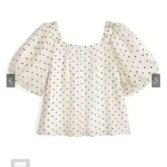 ドット柄シアーバルーンスリーブブラウス