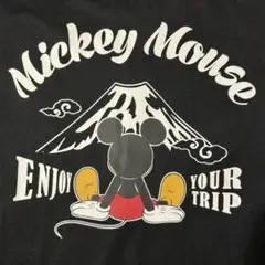 [新品] Disney ミッキーマウス 富士山 和柄 Tシャツ ブラック Ｌのサムネイル