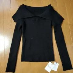 お値下げ新品未使用★GRL オフショルダー リブ編み セーター S ブラック