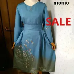 SALE！正絹 訪問着 桜柄ウエストリボン付きタック入りワンピース♪着物リメイク