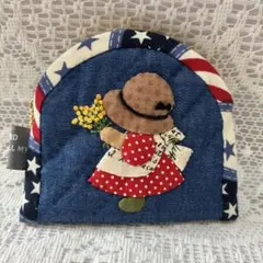 パッチワーク ＊ミニミニポーチ＊可愛いスーちゃんのアップリケ＊マチ無し