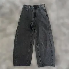 【美品】GU バレルレッグジーンズ ダークグレー S 丈64㎝