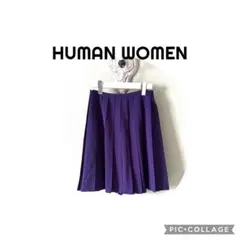 HUMAN WOMAN プリーツスカート wool100パープル S 日本製のサムネイル