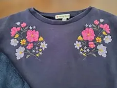 amiyFAN 花柄刺繍 ネイビー トレーナー