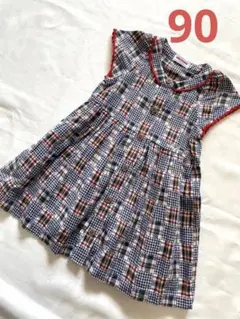 美品　ミキハウス　チェックワンピース　90 フォーマル