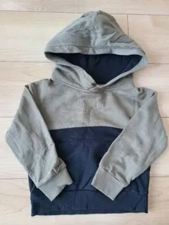 H&M フード付きパーカー 92cm カーキ×ブラック