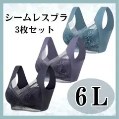 ナイトブラ 6L シームレスブラ ノンワイヤー 大きいサイズ 美胸 着痩せ 3枚