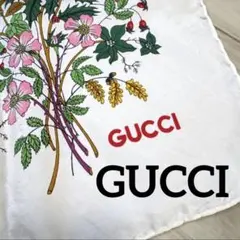 GUCCI グッチ 大判スカーフ フローラ 花柄 シルク100%レッド系 - メルカリ