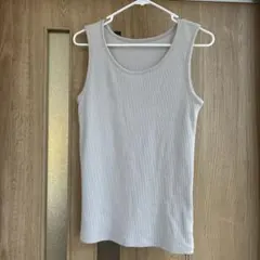 しまむら　リブ タンクトップ グレージュ ノースリーブ