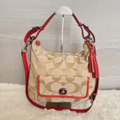 COACH コーチ ターンロック 2Way シグネチャー ショルダーバッグ