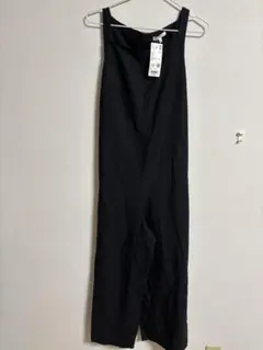 新品　UNIQLO　リネンブレンドジャンプスーツ(Ｌ/ブラック)