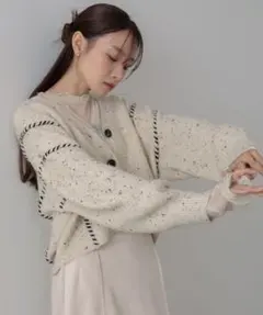 【新品未使用】Bab（バブ） チョコチップ風ネップ ショート丈ニットカーディガン