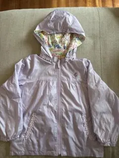 薄紫色 フード付きジャケット 花柄裏地　120