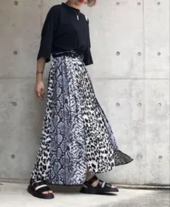 alicia PAGE BOY パイソンヒョウ柄切り替えスカート F