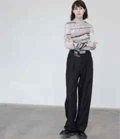 パンツ スラックス センタータックベーシックストレートパンツ