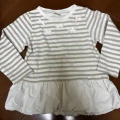 プティマイン　ボーダーリボン ペプラムトップス 100cm