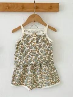 【新品】キッズ キャミソール&ブルマ コットン ワッフル生地 タンジェリン柄