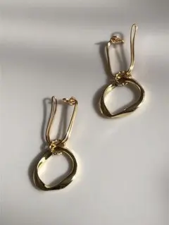 再販 ウェーブリング　中サイズ　両耳イヤーカフ　イヤリング　イヤーカフ　フープ