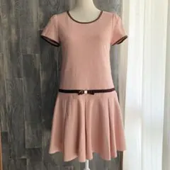 LEST ROSE 美品 ワンピース 秋冬物 プリーツスカート スモーキーピンク