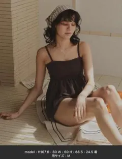 ペプラムギャザーデザインビスチェビキニ/水着/ブラウンのサムネイル
