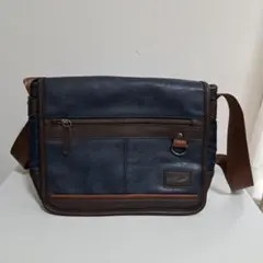 Crocodile ショルダーバッグ ネイビー ブラウン