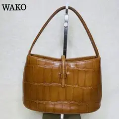 メ*2様 WAKO 銀座和光 ワコー クロコ型押 レザー トート ハンドバッグ 銀座 和光トートバッグ ハンドバッグ 型押し クロコ フリンジ
