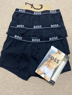 新品BOSS メンズボクサートランクスL ブラック3セット