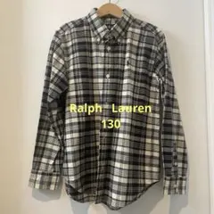 【ラルフローレン130】黒✖️ベージュ　ボタンシャツ