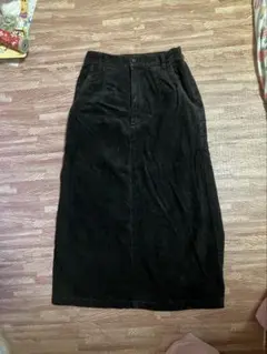 ロングスカート　コーデュロイ　黒　M