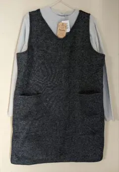 新品大きいサイズPresenter杢濃灰裏起毛ツイード風ジャンスカチュニック3L