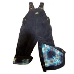 Oshkosh オシュコシュ　紺ゴーデュロイ　のオーバーオールチェック80-90