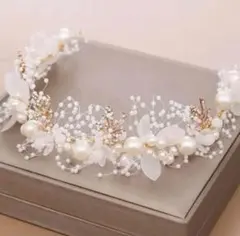 ヘッドドレス ヘアアクセサリー パール カチューシャ ホワイト 結婚式