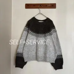 セルフサービスノルディック柄ニットセーター北欧柄雪柄ナチュランリンネル