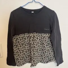 長袖カットソー 120cm 黒/ヒョウ柄