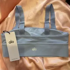 新品タグ有り　Alo Yoga BRA S Seashell Blue
