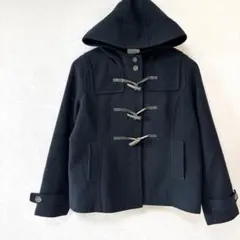 【アースミュージック＆エコロジー】フード付きダッフルコート　Lサイズ　紺ネイビー