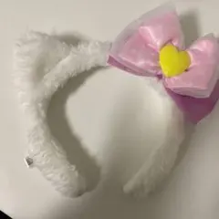 猫耳カチューシャ ピンクリボン付き　キティ