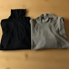 美品☆UNIQLO長袖タートルネック 2色セット 黒・グレー　ヒートテック