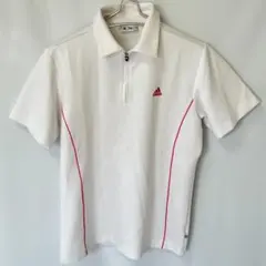 アディダス　半袖　ハーフジップ　Tシャツ　adidas　Lサイズ　白