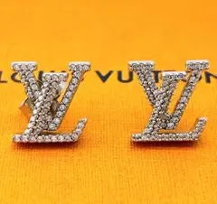 極美品 ルイヴィトン ピアス LV アイコニック ストラス ロゴ シルバー