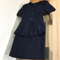 昭和レトロ　ネイビー ジャケット スカート セット　半袖スーツ　キリリスタイル
