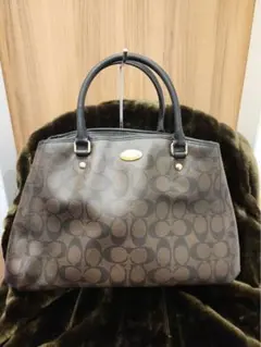 COACH コーチ シグネチャー ハンドバッグ ブラウン