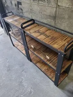 【かごつき】男前インテリア　棚　２台　植物　多肉植物　インダストリアル 1209