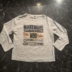 グラフィックプリント 長袖Tシャツ ホワイト