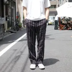 STILL BY HAND サッカー ストライプ イージー テーパード パンツ