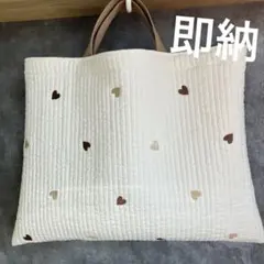 レッスンバック ハート ベージュ ブラウン ヌビ 絵本バック ハンドメイド